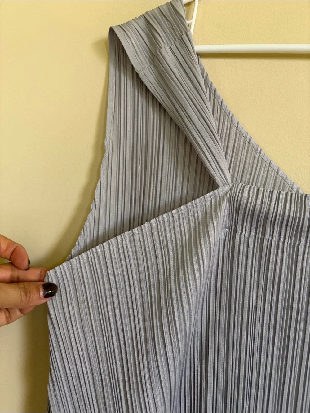 Issey Miyake Pleated Sleeveless Dress in Light Silver-Lavender
